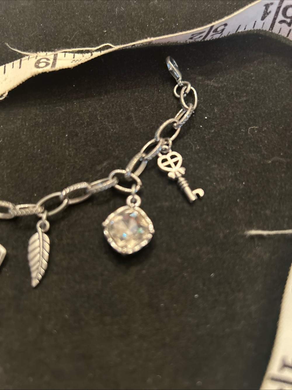 Silver-Tone Charm Bracelet with Clear Crystal and Mixed Charms - Picture 6 of 6
